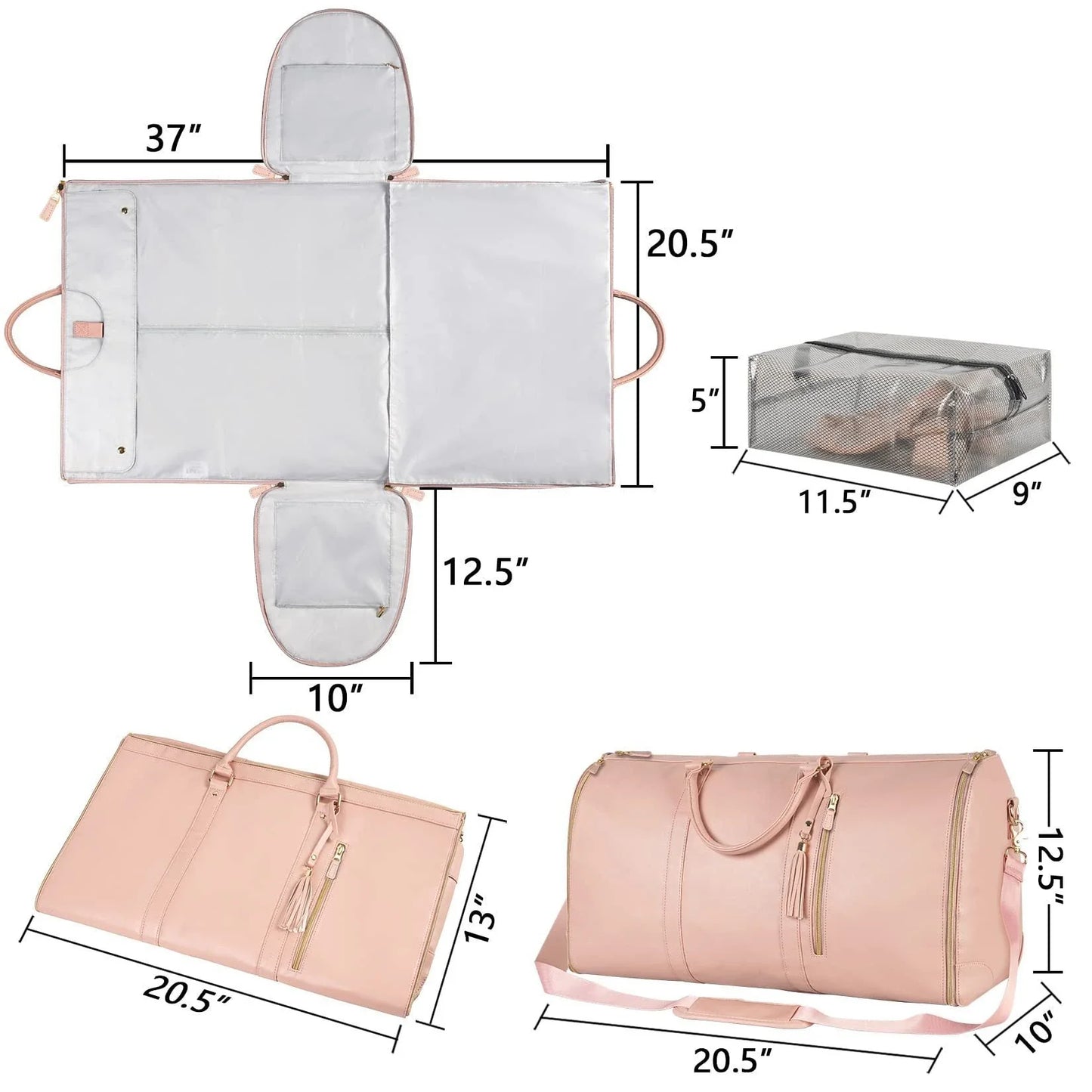 Versatile travel duffel bag for women with waterproof and foldable design, available in various color options