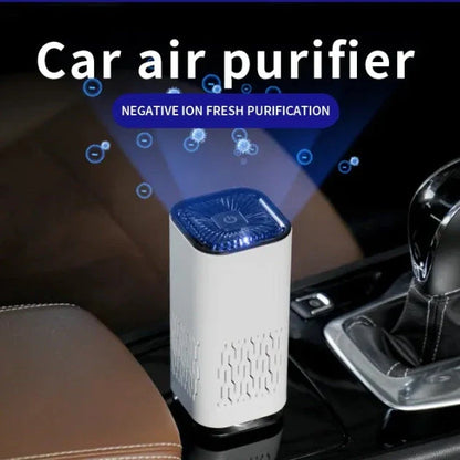 Powerful car air purifier with negative ion generator, designed to remove dust, smoke, and odors for a fresher in-car experience.