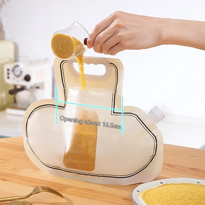 Cream coloured grain storage bag with food grade PE material for rice, wheat, and beans