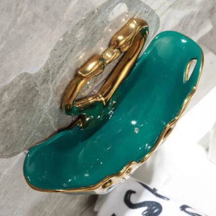 Ceramic Swan Soap Box in green, white, and pink with suction cup for wall mounting