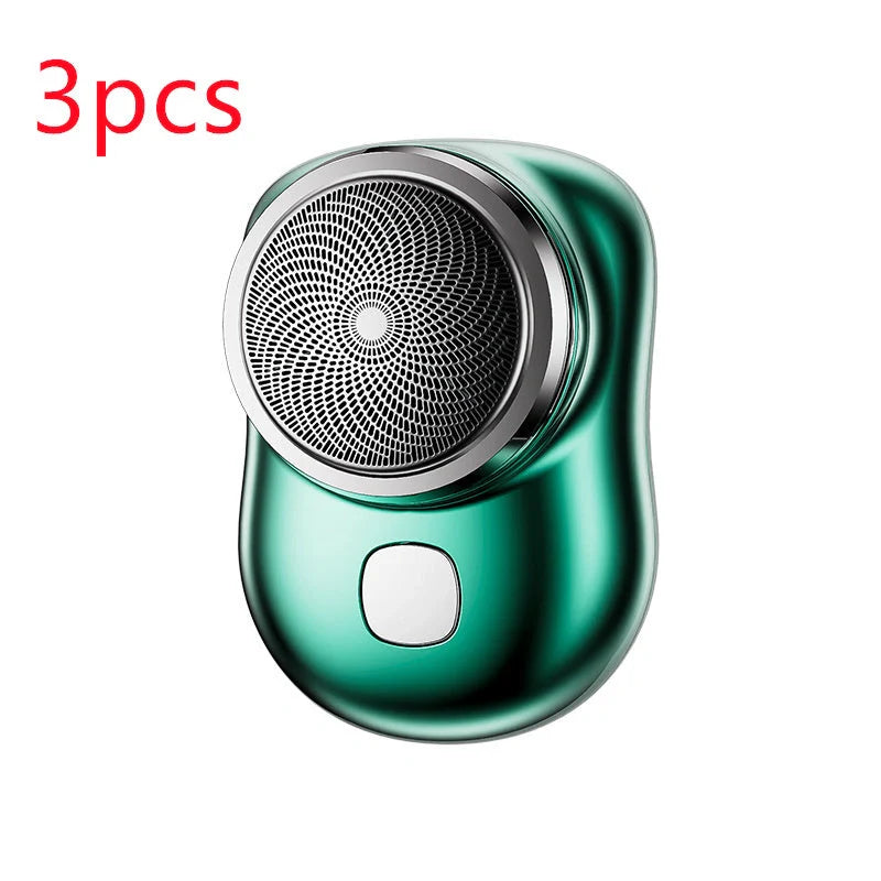 Mini Portable USB Rechargeable Electric Shaver for Men in black, blue, green, and silver