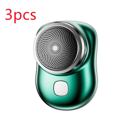 Mini Portable USB Rechargeable Electric Shaver for Men in black, blue, green, and silver
