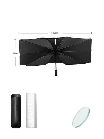 Compact and portable car sunshade with telescopic mechanism and full windshield coverage