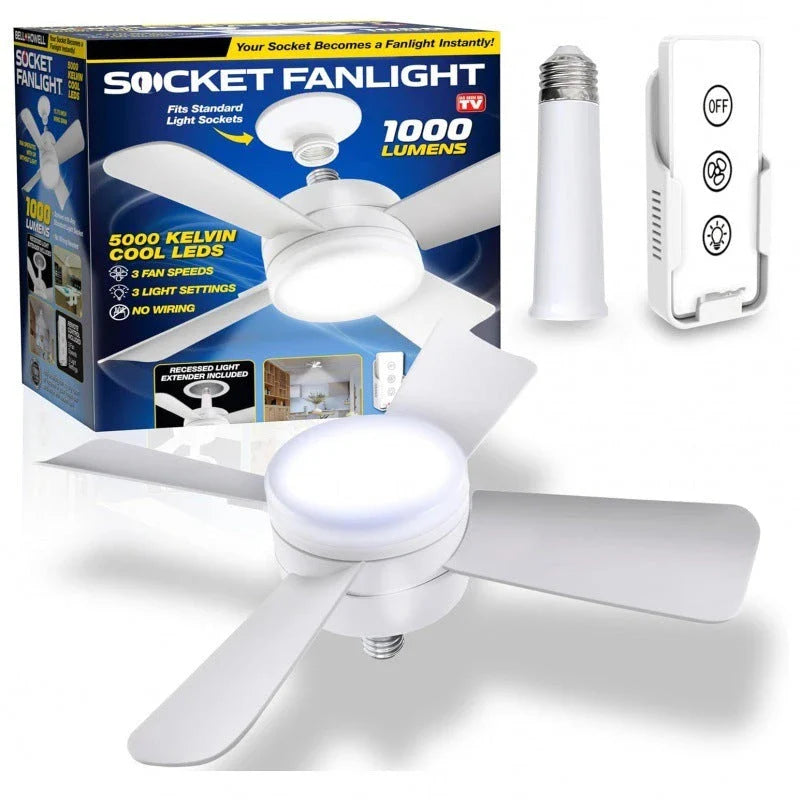 Ceiling fan with integrated LED light, remote control, and adjustable speed settings for optimal home climate and illumination