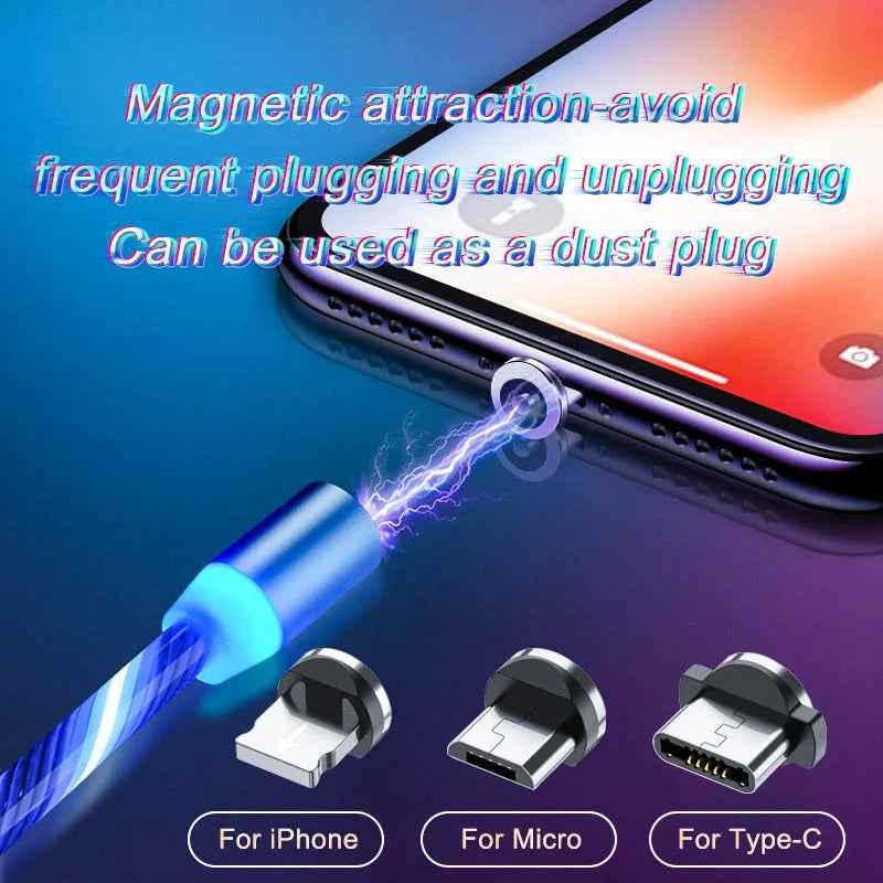 Durable magnetic charging cable with fast charging capability, compatible with multiple devices.