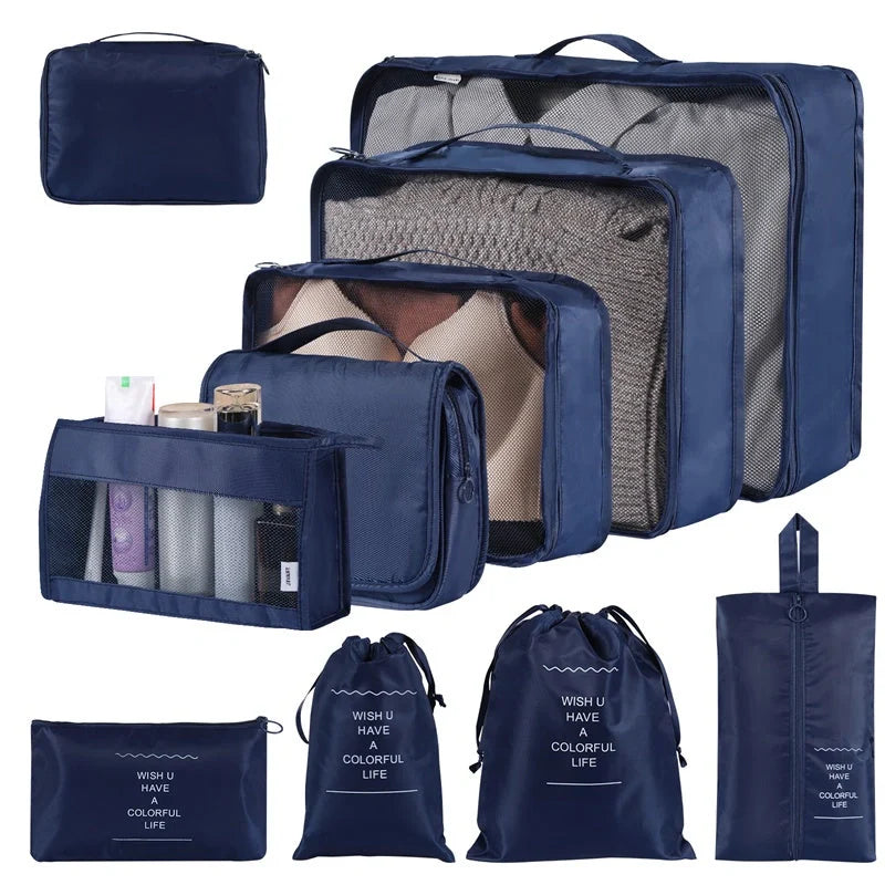 Simple solid colour polyester storage bags for home organisation in various colours