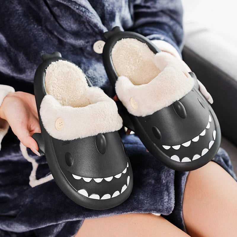Winter Shark Shoes House Slippers with Button EVA Couple Slippers in various colours