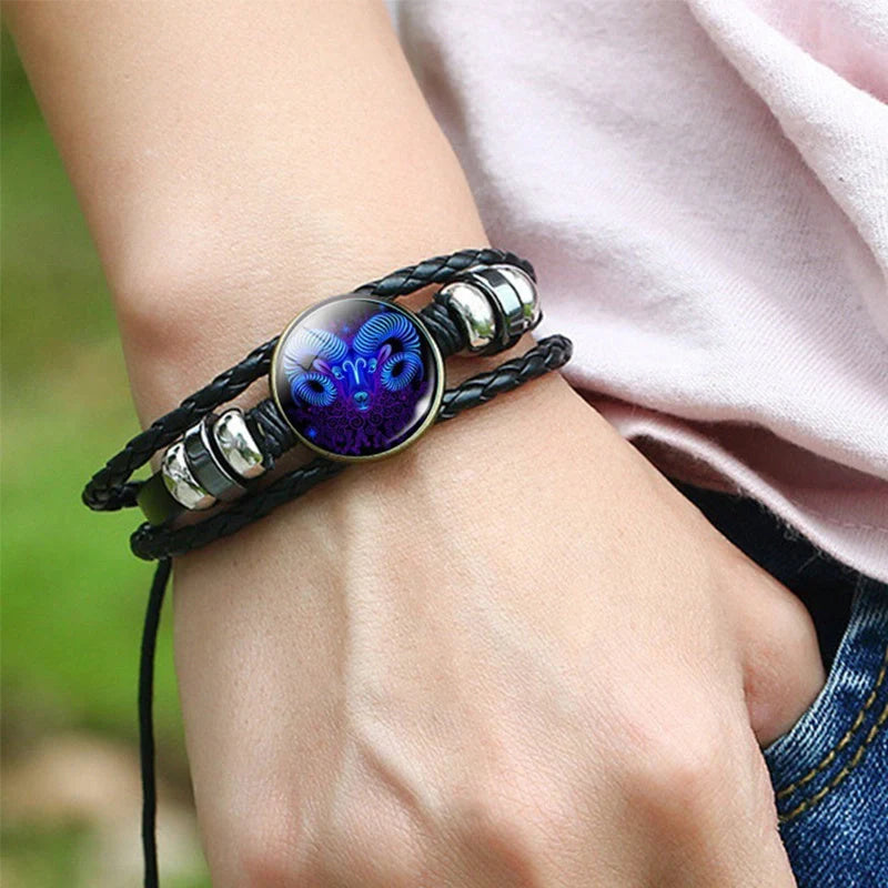 Glowing Zodiac Bracelet in punk style with luminous feature for night-time wear