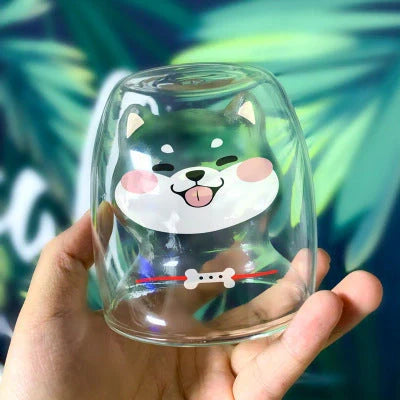 3D double-layer panda cup with skull design and festive inner Christmas tree