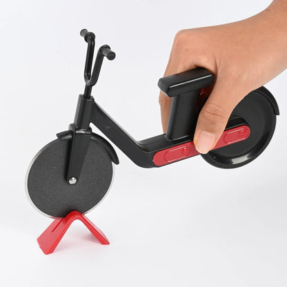 Premium stainless steel pizza cutter with double-headed fluted and flat wheels for versatile cutting of dough, pastries, and more
