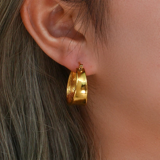 Geometric gradient size gold electroplated stainless steel earrings for women