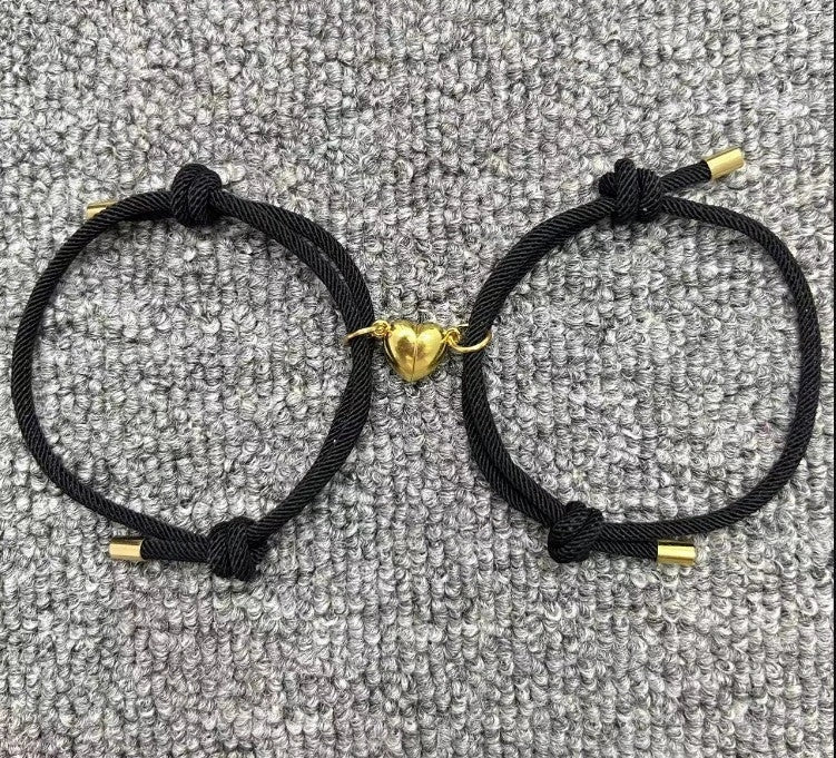 Stylish magnetic couple bracelets with heart design in various colors