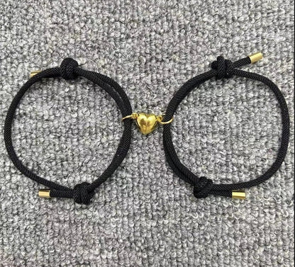 Stylish magnetic couple bracelets with heart design in various colors