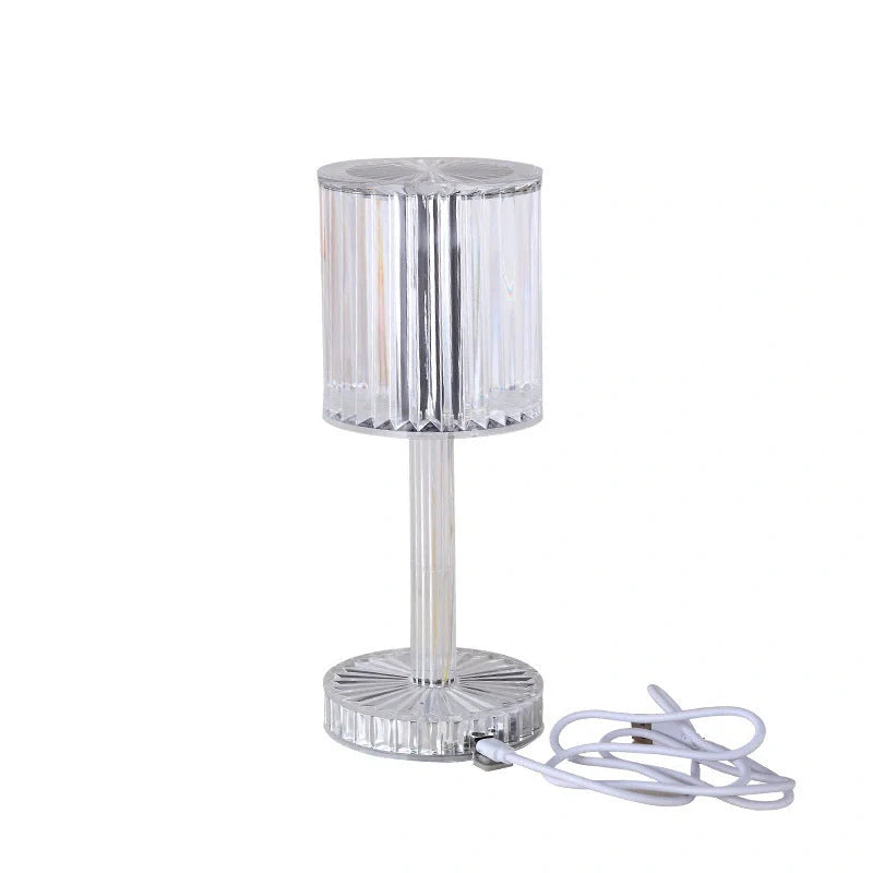 Elegant crystal table lamp with dimmable LED and touch control for home and hotel decor