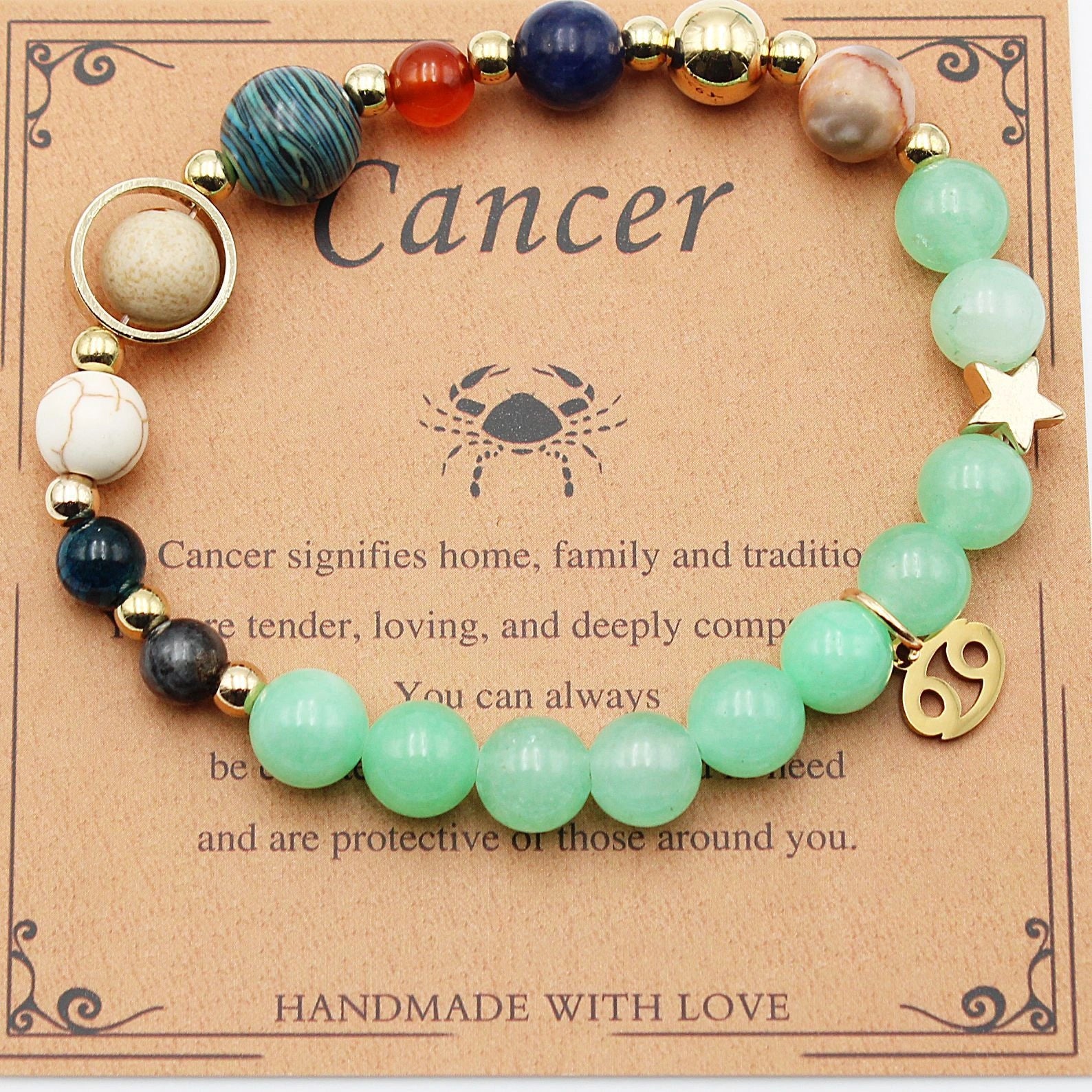 Morgan Stone Beaded Bracelet with twelve constellation designs