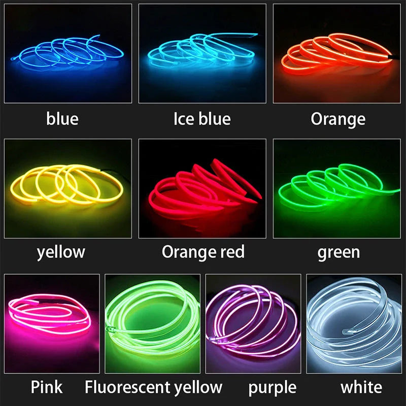 Flexible and water-resistant LED light strips in various vibrant colours, ideal for decorating cars, bicycles, and parties
