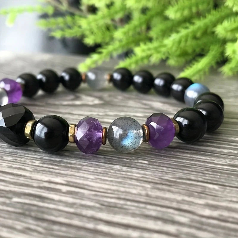 Premium 8mm Obsidian Beaded Bracelet - Versatile and Stylish Accessory