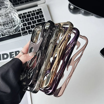 Premium electroplated iPhone case with hollow flame pattern for heat dissipation