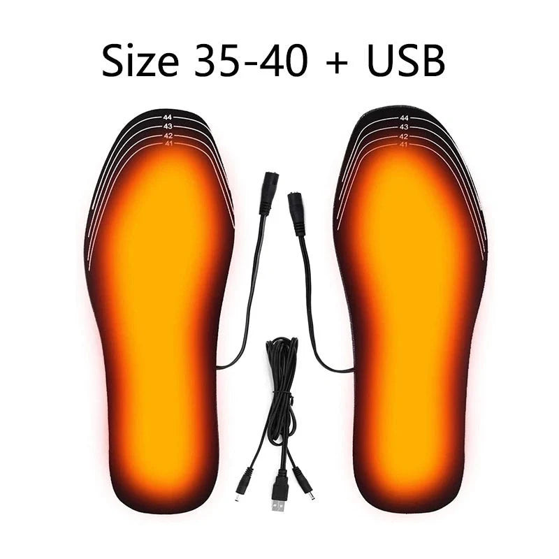 USB heated insoles for boots and sneakers with customisable fit and even heat distribution
