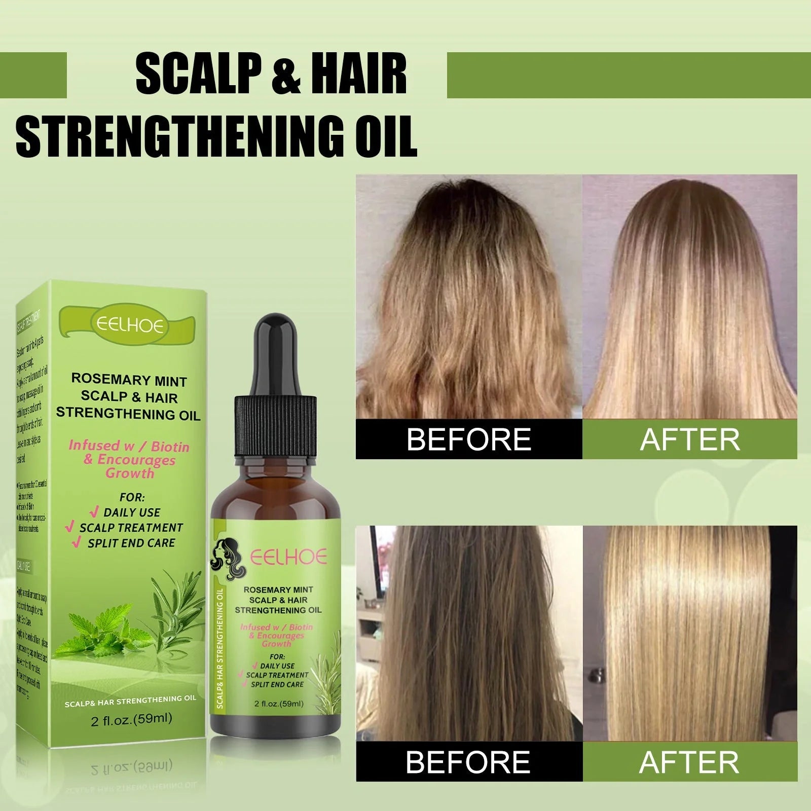 Rejuvenating Rosemary & Mint Hair Growth Serum - Nourishing formula to promote healthy scalp and stimulate hair regeneration