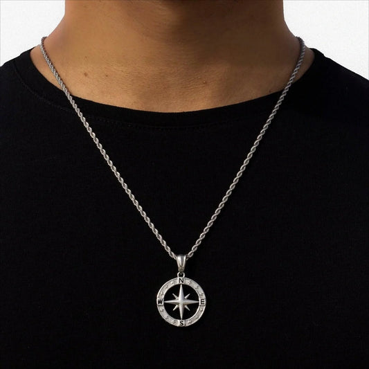 Elegant Stainless Steel Compass Necklace in gold and silver designs