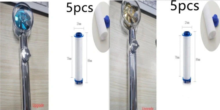 Turbo Propeller Shower Head in various colours with 360-degree fan extension