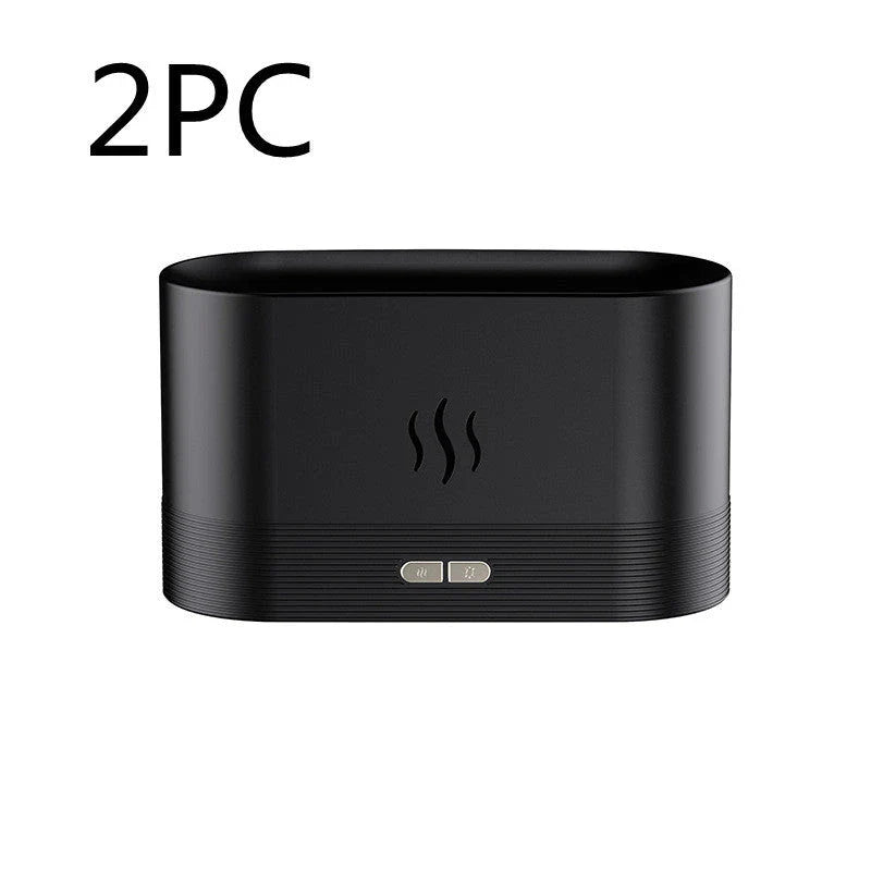 Elegant mist diffuser with realistic flame effect, designed for relaxation and aromatherapy in home, office, or yoga studio