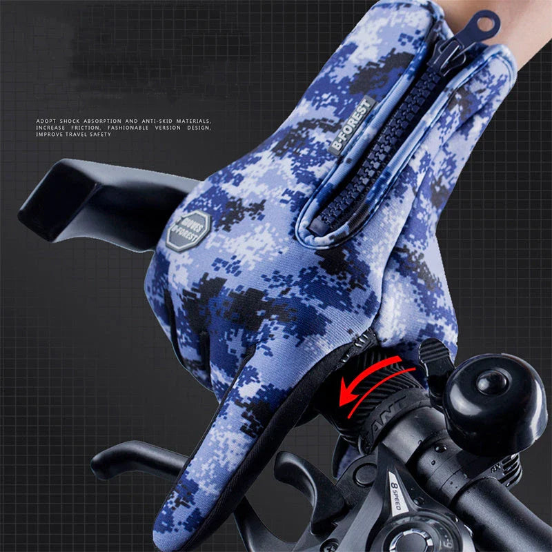 Warm, touchscreen-friendly motorcycle riding gloves made with cozy polar fleece lining for superior insulation and grip