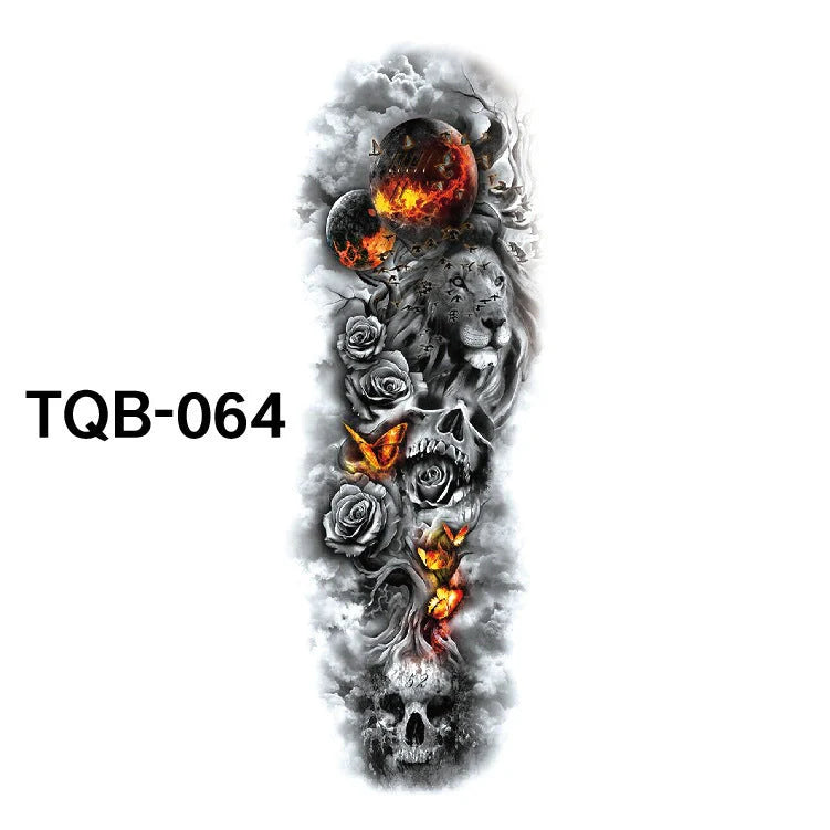 Waterproof Full Arm Tattoo Sticker in various colours for temporary body art