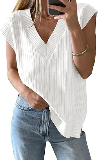 Premium Solid V-neck Vest Sweater in various colors showcasing its classic design and versatility.