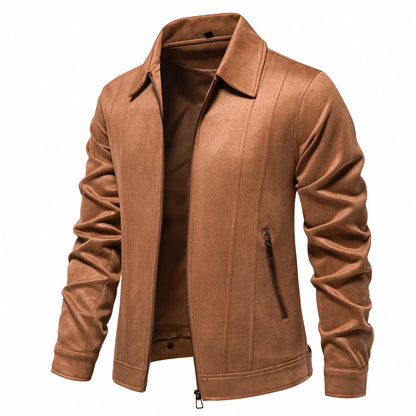 Men's suede lapel zipper jacket in various colours for autumn and winter wear