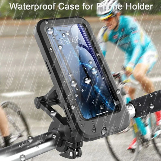 Waterproof mobile phone stand for bicycles and motorcycles with adjustable angle and secure magnet hold