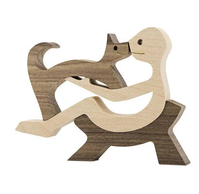Nordic style wooden desktop ornament with animal design and polished finish