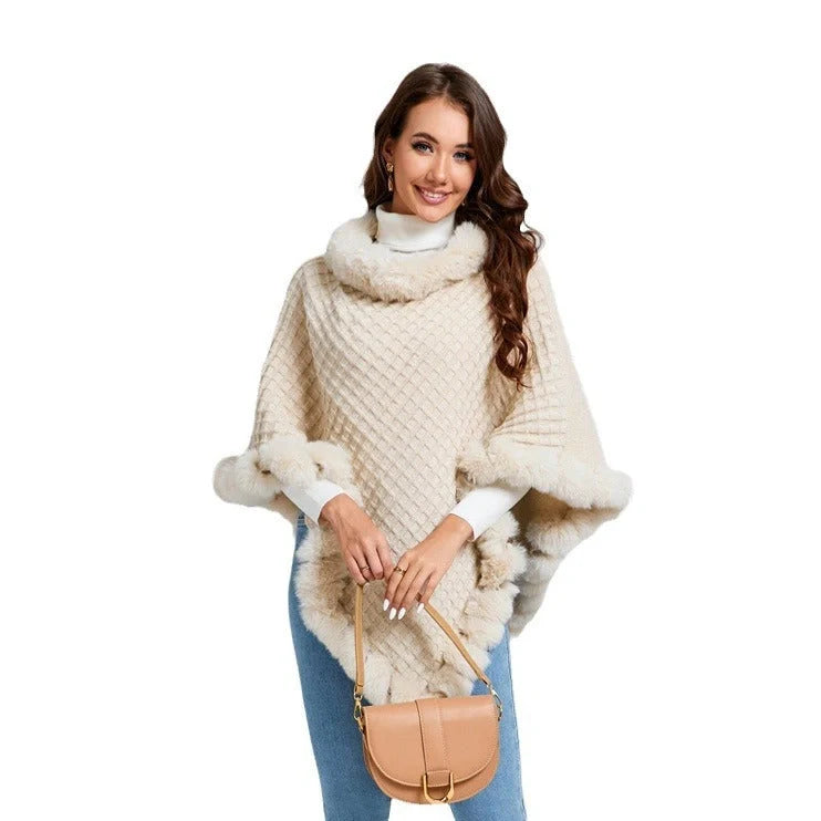 Luxurious rabbit fur wrap shawl in various colours, featuring a soft, cosy collar and a flattering cropped fit for a chic, polished look.