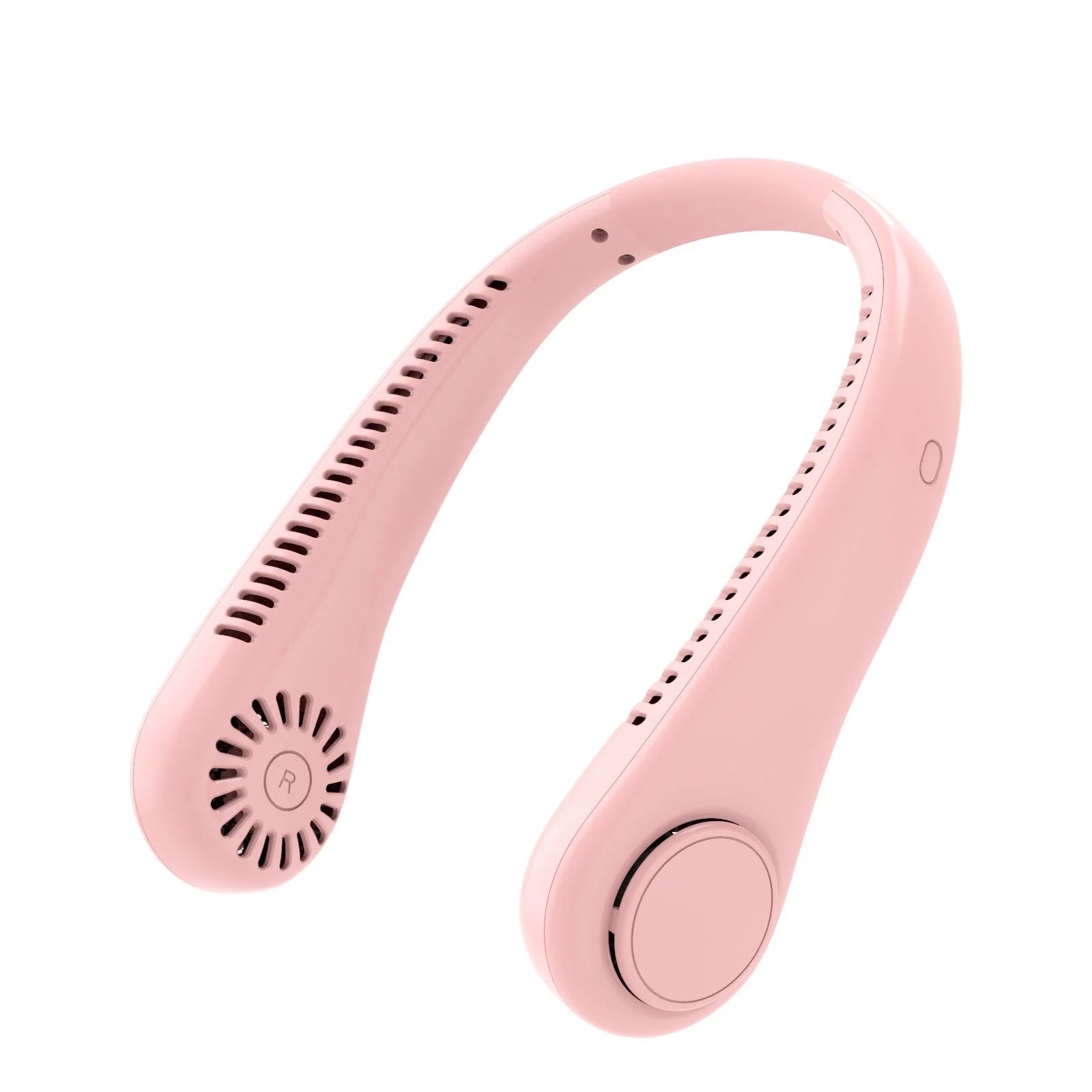 Hands-Free USB Rechargeable Neck Fan in white, pink, green, and blue with bladeless cooling technology