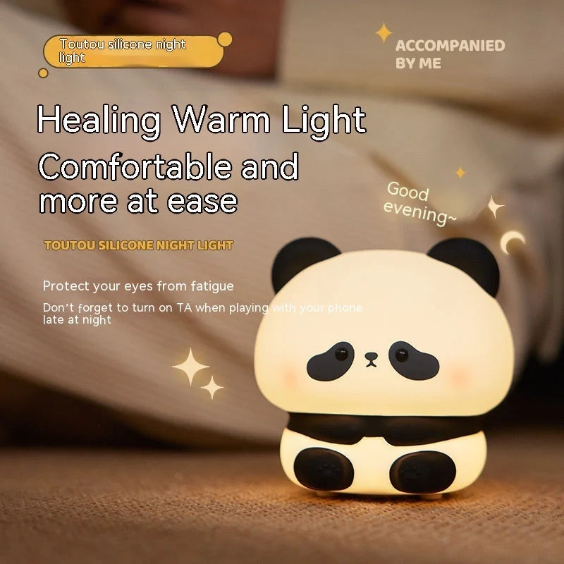Adorable USB rechargeable panda LED night light with touch control and adjustable colours