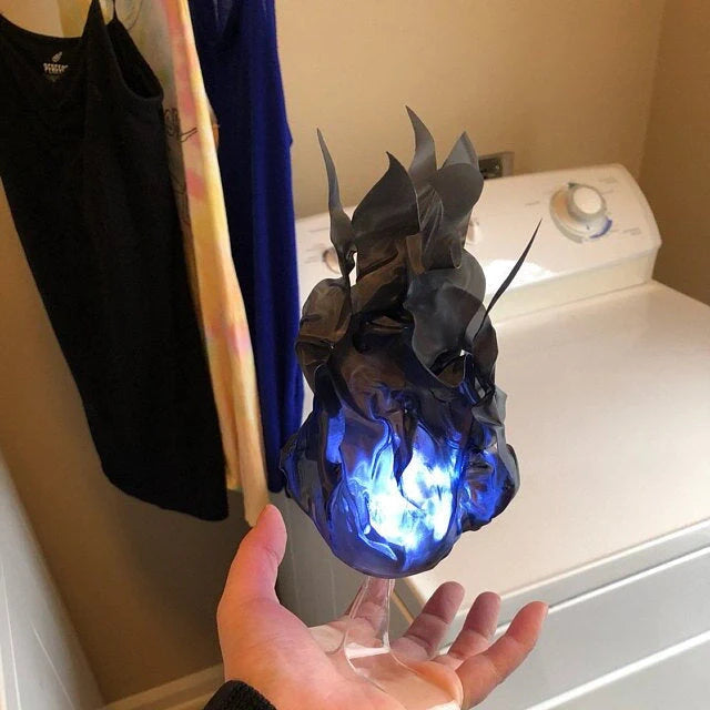 LED Luminous Floating Fireball Flame Ornaments for Halloween decoration in blue, green, grey, and red