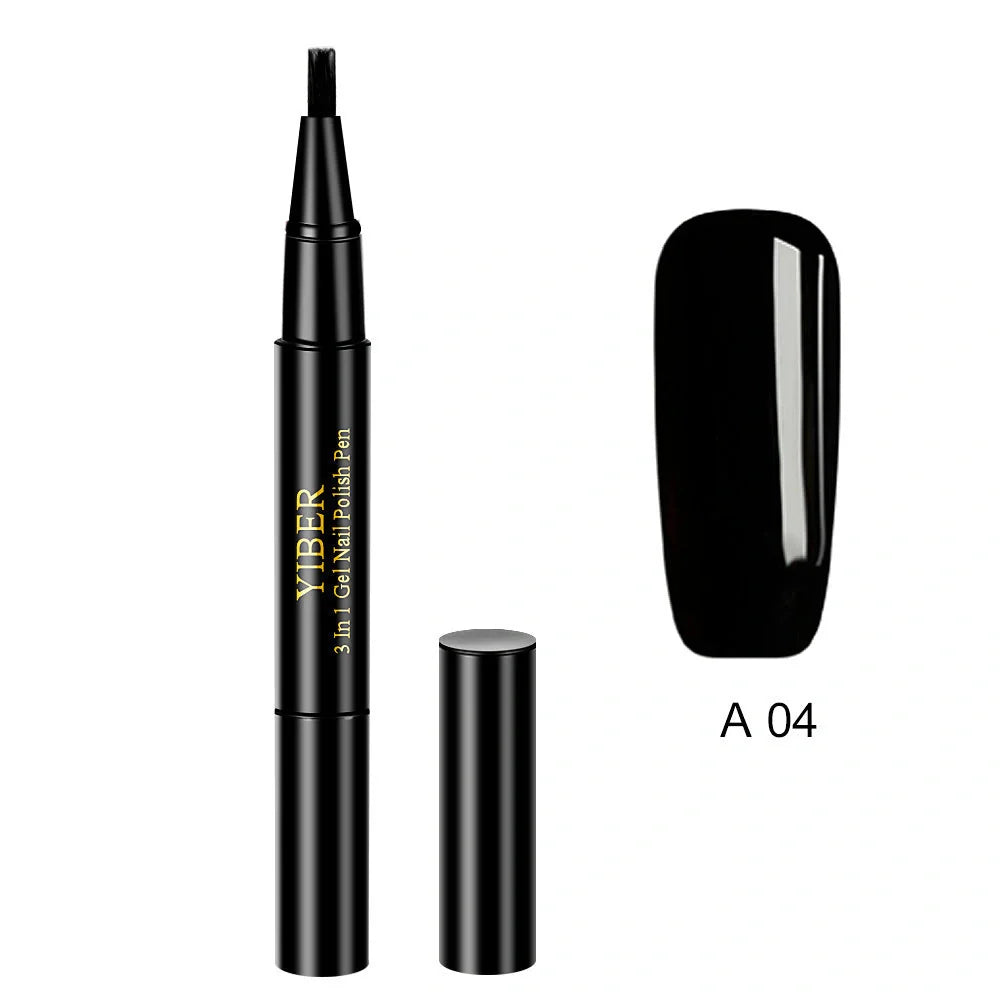3-in-1 Gel Nail Varnish Pen with Glitter for easy one-step nail art