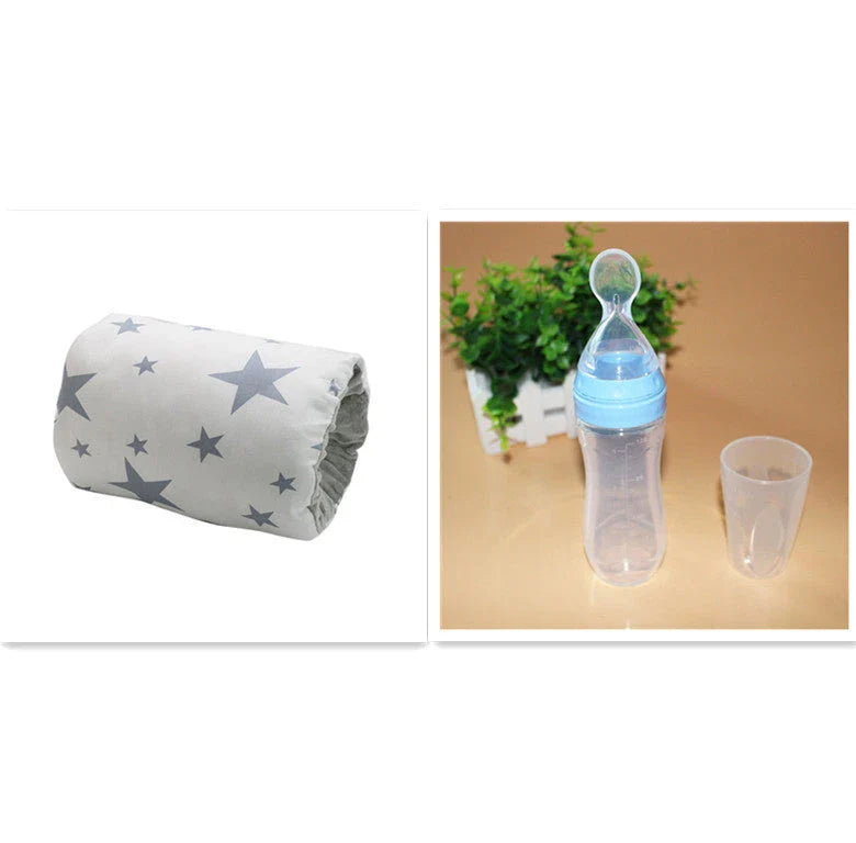 Adjustable baby nursing arm pillow in various colors and patterns, including dark blue, gray, pink, and more. Features soft, breathable cotton fabric and an ergonomic design to support breastfeeding mothers.