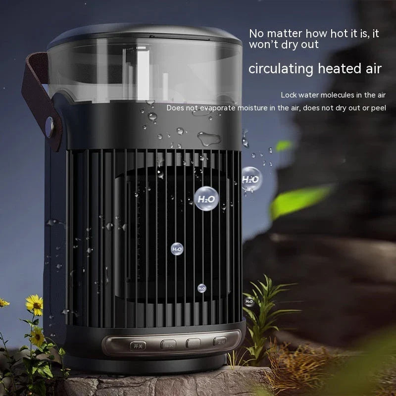 Versatile 2-in-1 portable heater and humidifier with sleek black design, suitable for use in home or office