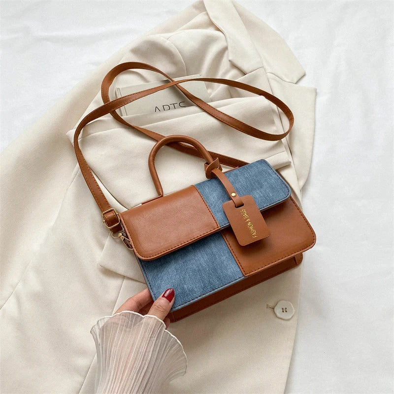 Street trend PU messenger bag with adjustable shoulder strap in black, white, brown, and coffee