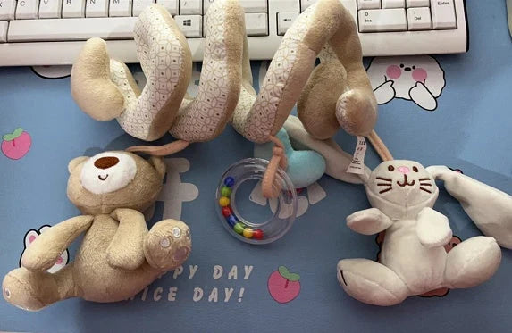 Soft, plush baby rattles in adorable rabbit and bear designs to soothe and entertain infants and toddlers