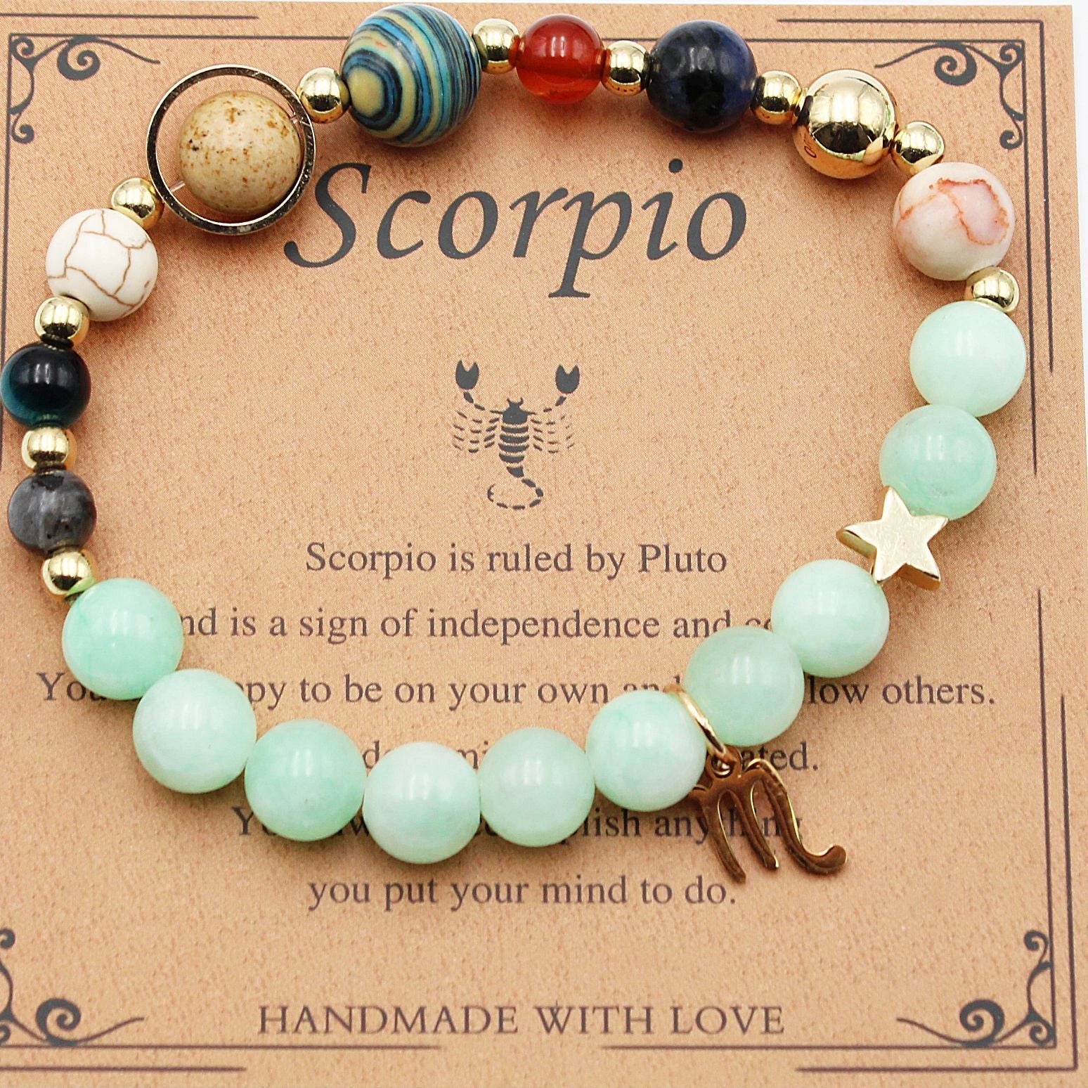Morgan Stone Beaded Bracelet with twelve constellation designs