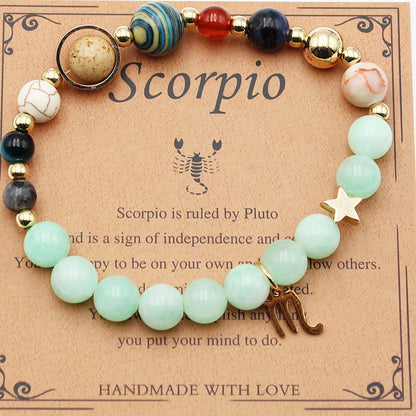 Morgan Stone Beaded Bracelet with twelve constellation designs