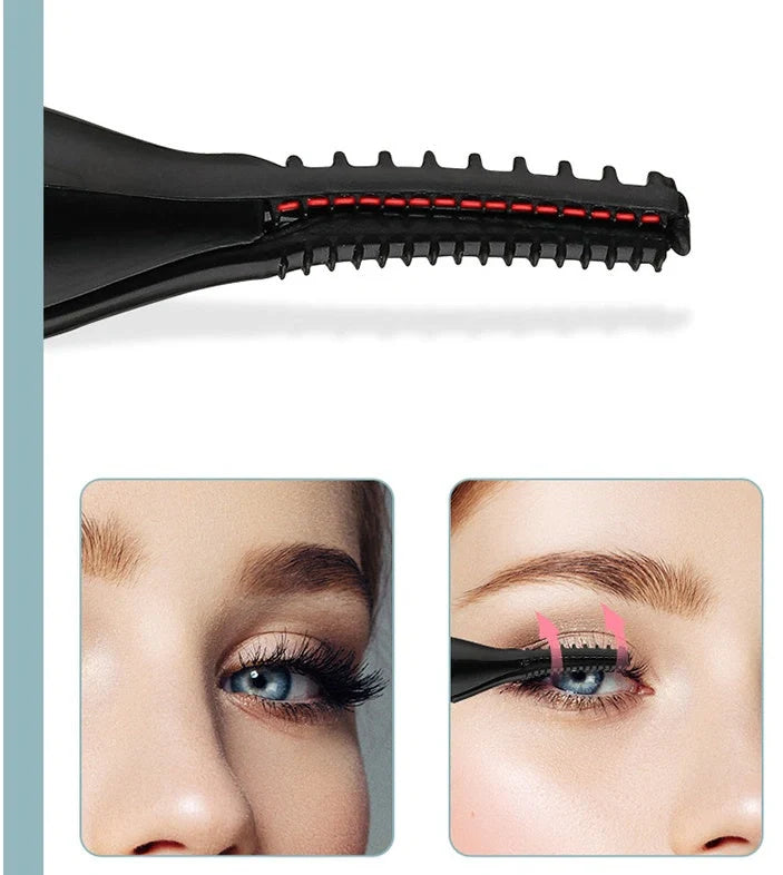 Rechargeable electric eyelash curler with 360-degree rotating comb and USB charging