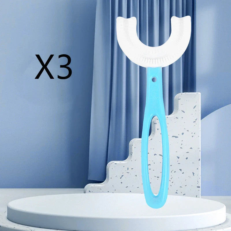 Soft, U-Shaped Children's Toothbrush in Various Vibrant Colors Made of Food-Grade Rubber