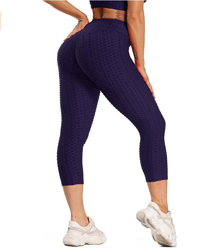 Women's high-waisted yoga pants with butt lifting design in various colours