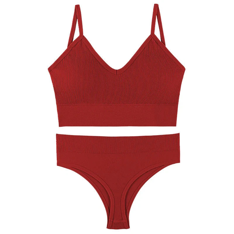 Wireless French triangle cup bra set for small chest push-up in various colours