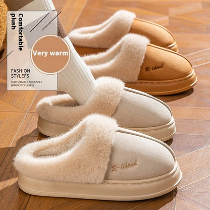 Cosy, fluffy cotton slippers in a variety of colours, featuring non-slip soles for indoor and outdoor wear