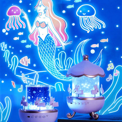 USB rechargeable space rotation night light projector for kids room with 12 films